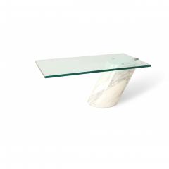 Ronald Schmitt for Brueton White Carrara Marble and Glass Coffee Table - 4717924