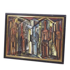 Ronald Smoothey Mid Century Monoliths Oil on Board Painting - 3892804