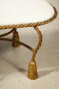 Rope and Tassel Upholstered Gilt Metal Bench - 1175497