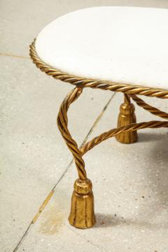 Rope and Tassel Upholstered Gilt Metal Bench - 1175498