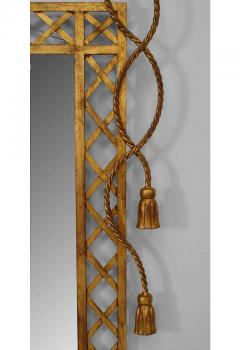 Rope and tassel design gilt metal vertical wall mirror - 4658561