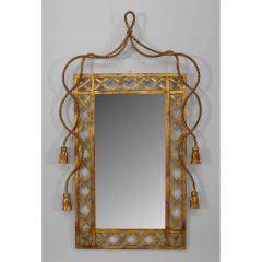 Rope and tassel design gilt metal vertical wall mirror - 4710694