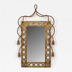 Rope and tassel design gilt metal vertical wall mirror - 4710715