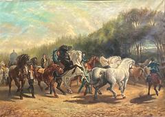 Rosa Bonheur 19TH CENTURY THE HORSE FAIR OIL PAINTING BY