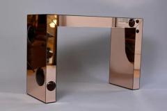 Rose Gold console table with bronze glass bubble spots - 3584581