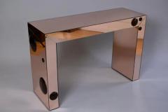 Rose Gold console table with bronze glass bubble spots - 3584590