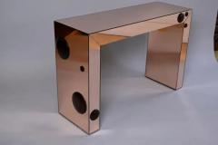 Rose Gold console table with bronze glass bubble spots - 3584591