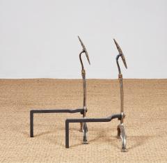 Rose Head Brass and Steel Andirons - 4205407