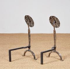 Rose Head Brass and Steel Andirons - 4205409