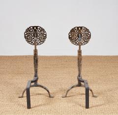 Rose Head Brass and Steel Andirons - 4205410