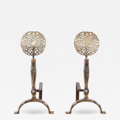 Rose Head Brass and Steel Andirons - 4208411