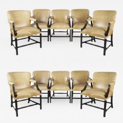 Rose Tarlow Chippendale Style Rose Tarlow Melrose House Ebony Worn Leather Dining Chairs - 2524286