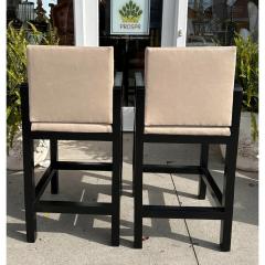 Rose Tarlow Pair of Art Deco Style Rose Tarlow Melrose House Leather Barstools - 3396550