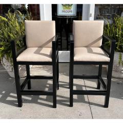 Rose Tarlow Pair of Art Deco Style Rose Tarlow Melrose House Leather Barstools - 3396563