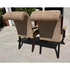 Rose Tarlow Pair of Rose Tarlow Black Chinoiserie Scroll Back Arm Chairs - 3263590