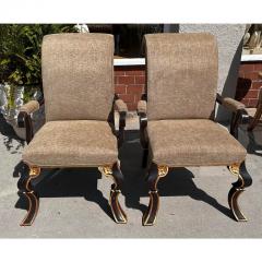 Rose Tarlow Pair of Rose Tarlow Black Chinoiserie Scroll Back Arm Chairs - 3263591