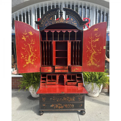 Rose Tarlow Rose Tarlow Melrose House Queen Anne Black Red Chinoiserie Secretary Desk - 3511252