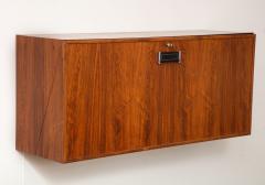 Rosewood Scandinavian Modern Wall Mounted Drop Front Drybar Denmark 1960s - 755444