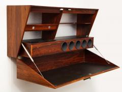 Rosewood Scandinavian Modern Wall Mounted Drop Front Drybar Denmark 1960s - 755445
