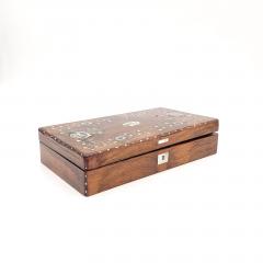 Rosewood Shell Inlaid Game Box Victorian England As Is - 3086034
