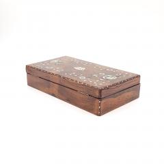 Rosewood Shell Inlaid Game Box Victorian England As Is - 3086036