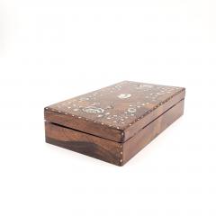 Rosewood Shell Inlaid Game Box Victorian England As Is - 3086038