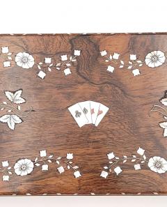 Rosewood Shell Inlaid Game Box Victorian England As Is - 3086041