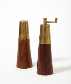 Rosewood and Brass salt Shaker and Pepper Mill Italy - 3228554