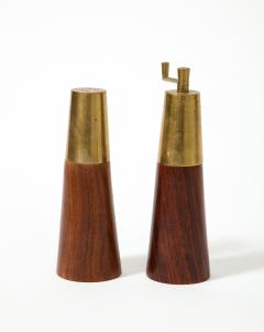 Rosewood and Brass salt Shaker and Pepper Mill Italy - 3228560