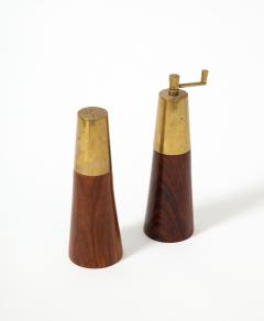Rosewood and Brass salt Shaker and Pepper Mill Italy - 3228561
