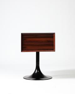 Rosewood and Lacquered Metal Nightstand Italy c 1950 - 3825043