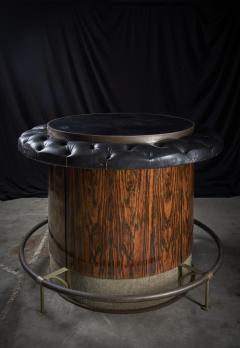 Rosewood and Tufted Leather Circular Bar Table 1960s - 4508351