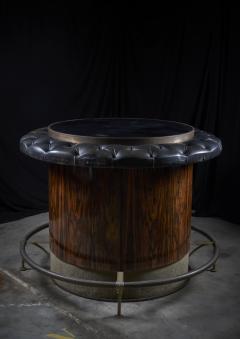 Rosewood and Tufted Leather Circular Bar Table 1960s - 4508352