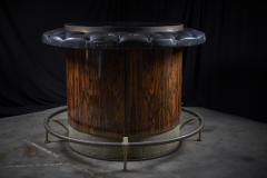 Rosewood and Tufted Leather Circular Bar Table 1960s - 4508353