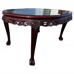 Rosewood with Mother of Pearl Inlay Chinese Chippendale Carved Dining Table - 4489093