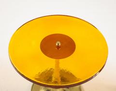 Round Amber Deep Gold Murano Glass and Brass Martini or Side Table Italy - 3027280