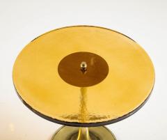 Round Amber Deep Gold Murano Glass and Brass Martini or Side Table Italy - 3027282