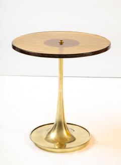 Round Amber Deep Gold Murano Glass and Brass Martini or Side Table Italy - 3027284