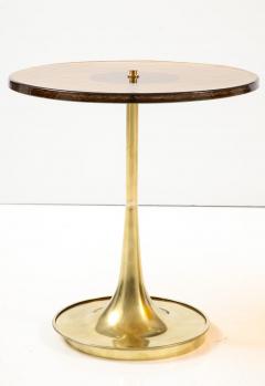 Round Amber Deep Gold Murano Glass and Brass Martini or Side Table Italy - 3027286