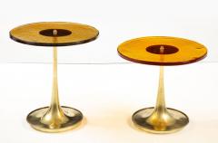 Round Amber Deep Gold Murano Glass and Brass Martini or Side Table Italy - 3027290