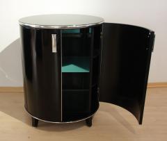 Round Art Deco Bar Cabinet Black Polished England circa 1940 - 1049901