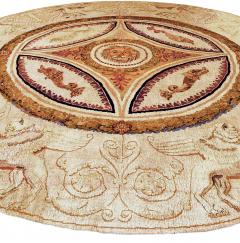 Round Authentic English Axminster Animal Handmade Wool Rug - 2457279