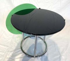 Round Bauhaus Side Table Chrome Black and Green Glass Germany circa 1930 - 1781302