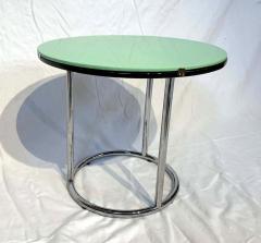 Round Bauhaus Side Table Chrome Black and Green Glass Germany circa 1930 - 1781304
