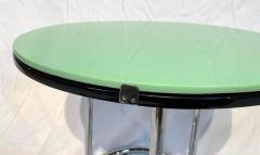 Round Bauhaus Side Table Chrome Black and Green Glass Germany circa 1930 - 1781338