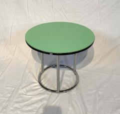Round Bauhaus Side Table Chrome Black and Green Glass Germany circa 1930 - 1781351