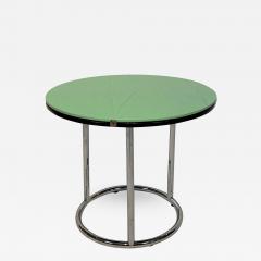 Round Bauhaus Side Table Chrome Black and Green Glass Germany circa 1930 - 1807240
