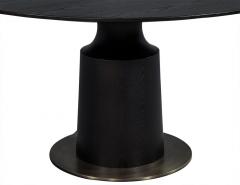 Round Black Oak Dining Table with Bottle Neck Base - 1994716