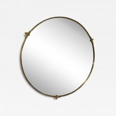 Round Brass Framed Wall Mirror with Decorative Mounts Italy 1960s - 4355131