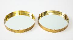 Round Brass Mirror Italy c 1980s - 1165043